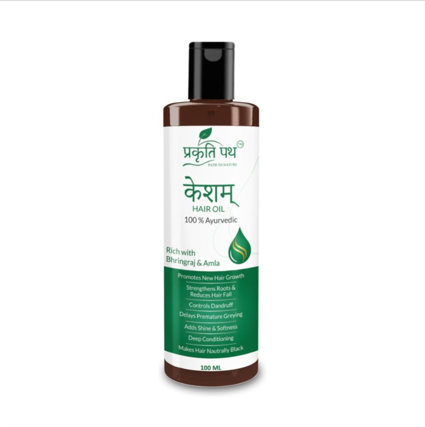 Prakruti Path केशम् Ayurvedic Hair Oil for Hair Fall Control & Hair Growth | Herbal Hair Oil with Bhringraj, Amla & Kari Patta