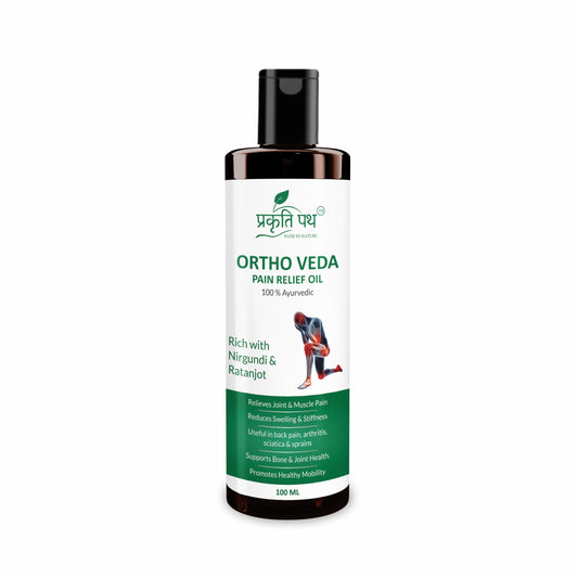 Prakruti Path Ortho Veda Ayurvedic Pain Relief Oil for Joint & Muscle Pain | Herbal Massage Oil with Nirgundi, Wintergreen & Clove