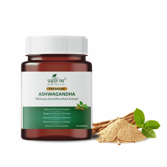 Prakruti Path Premium Ashwagandha Capsules – Withania Somnifera Root Extract (500 mg)